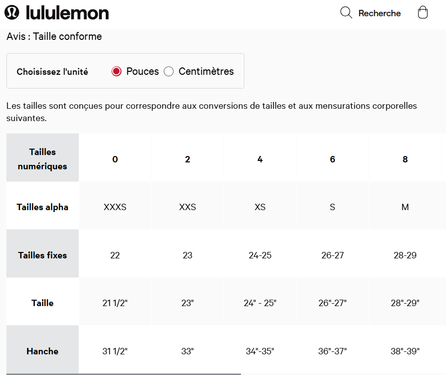 Pantalon sport gr 0 Lululemon