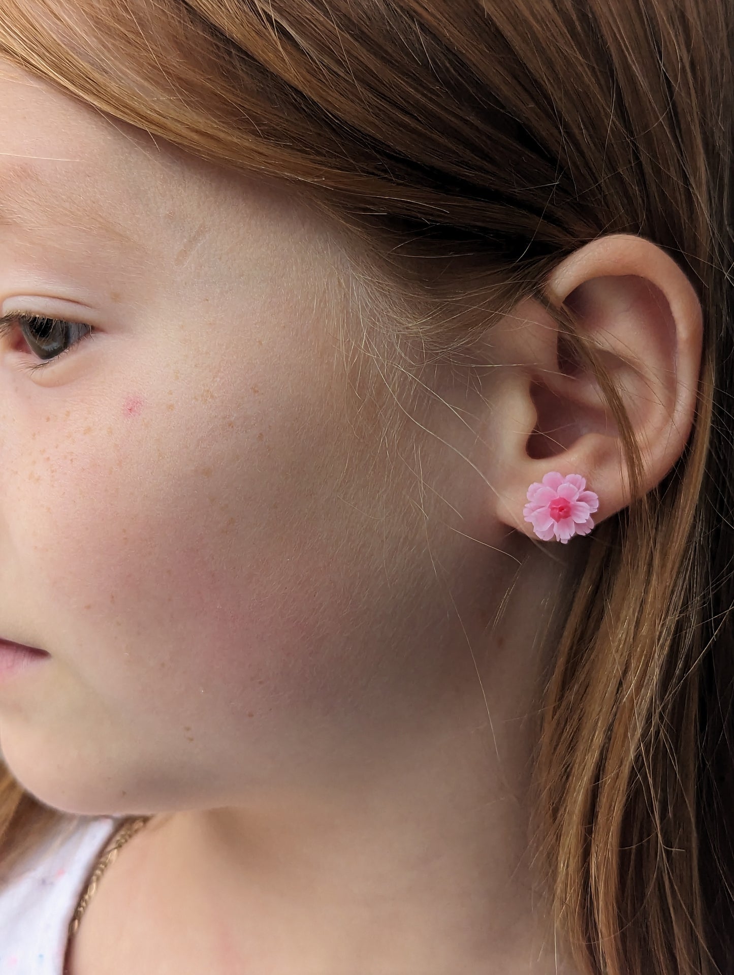 Boucle d'oreilles fleurs roses 12mm La bijouterie d'Adélie