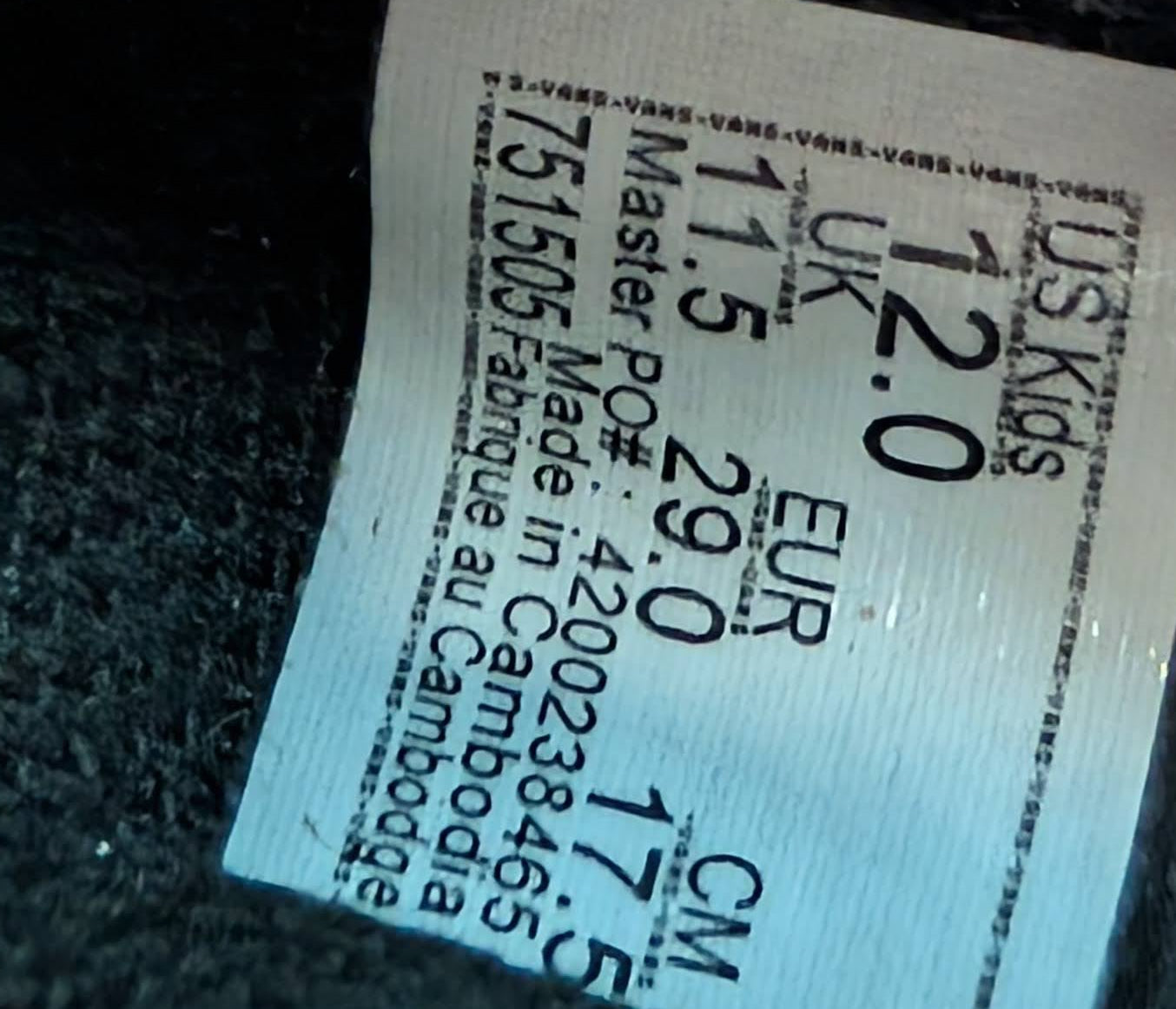 Chaussures gr 12 enfant Vans Neuf