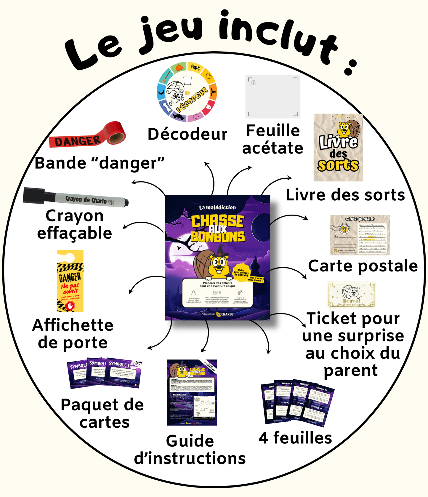 Le Mauvais Sort | Chasse aux bonbons d'Halloween Charlo NEUF