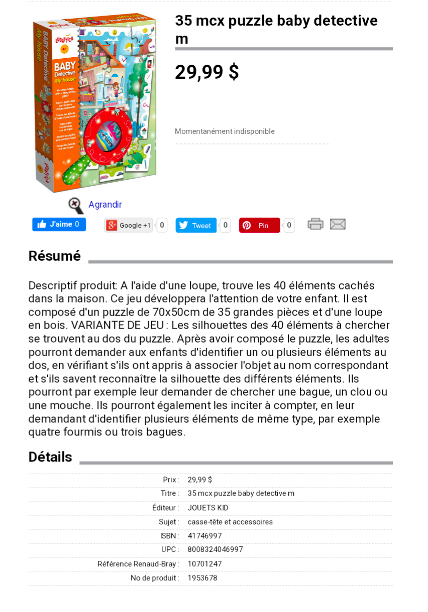 Casse-tête 35 morceaux Ludattica Baby detective my house