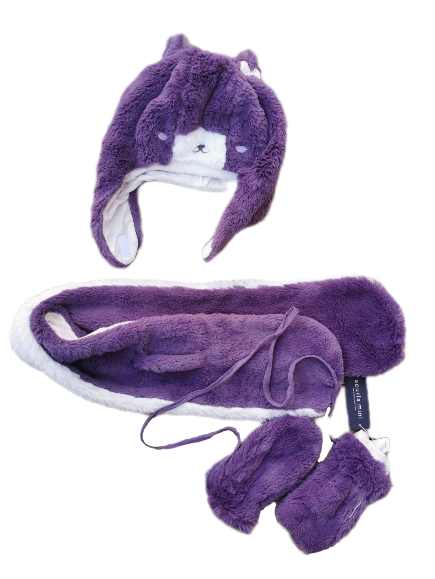 Ensemble tuque, foulard & mitaines 18-24mois souris mini