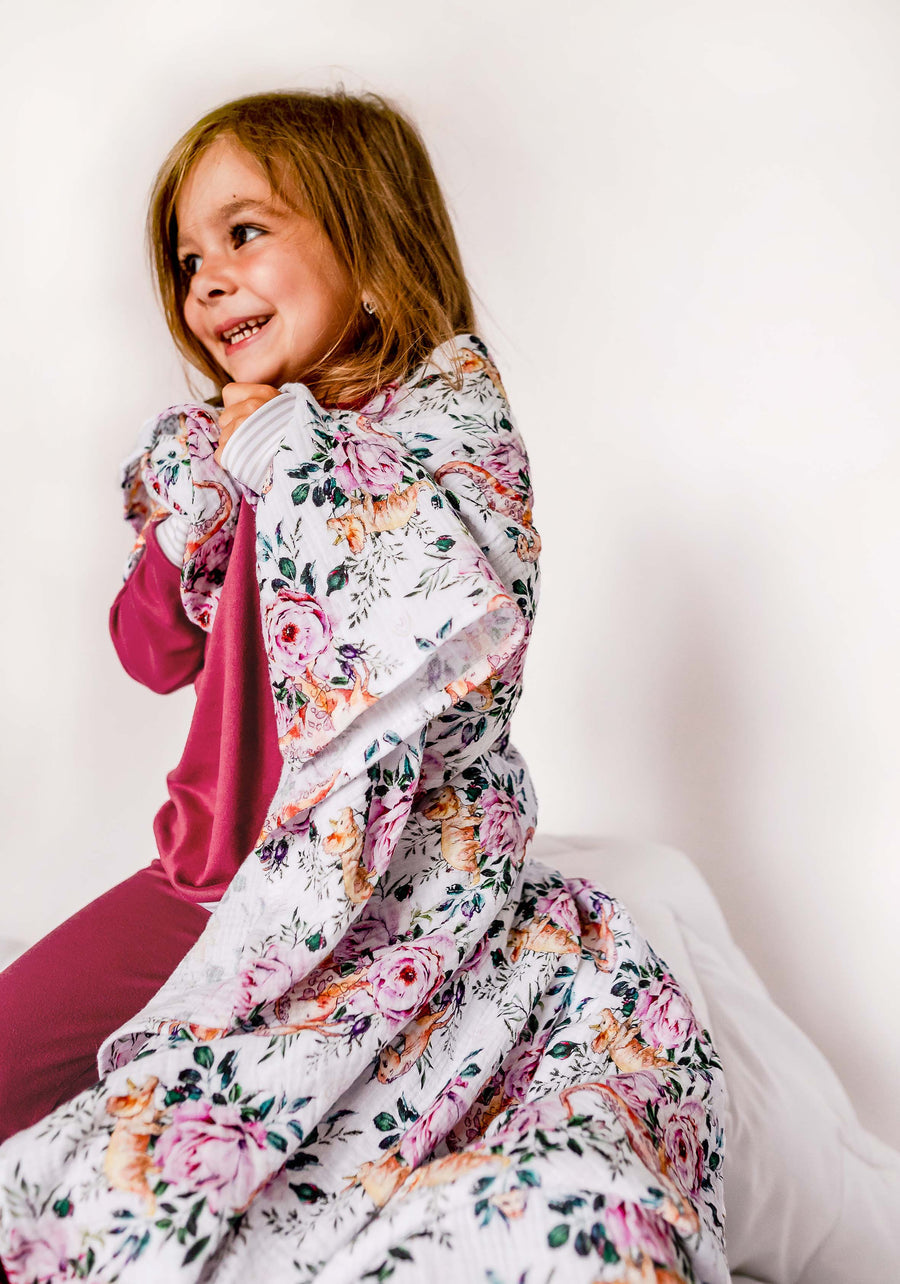 Mousseline jumbo en coton fleurs du jurassic Tiny&moi Neuf