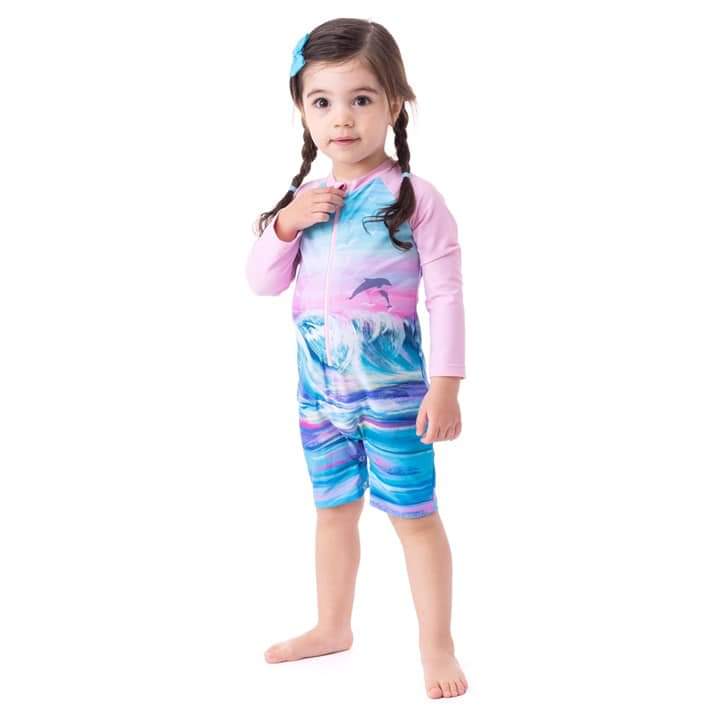 Maillot rashguard Vagues Lilas 6-9mois Nanö Neuf