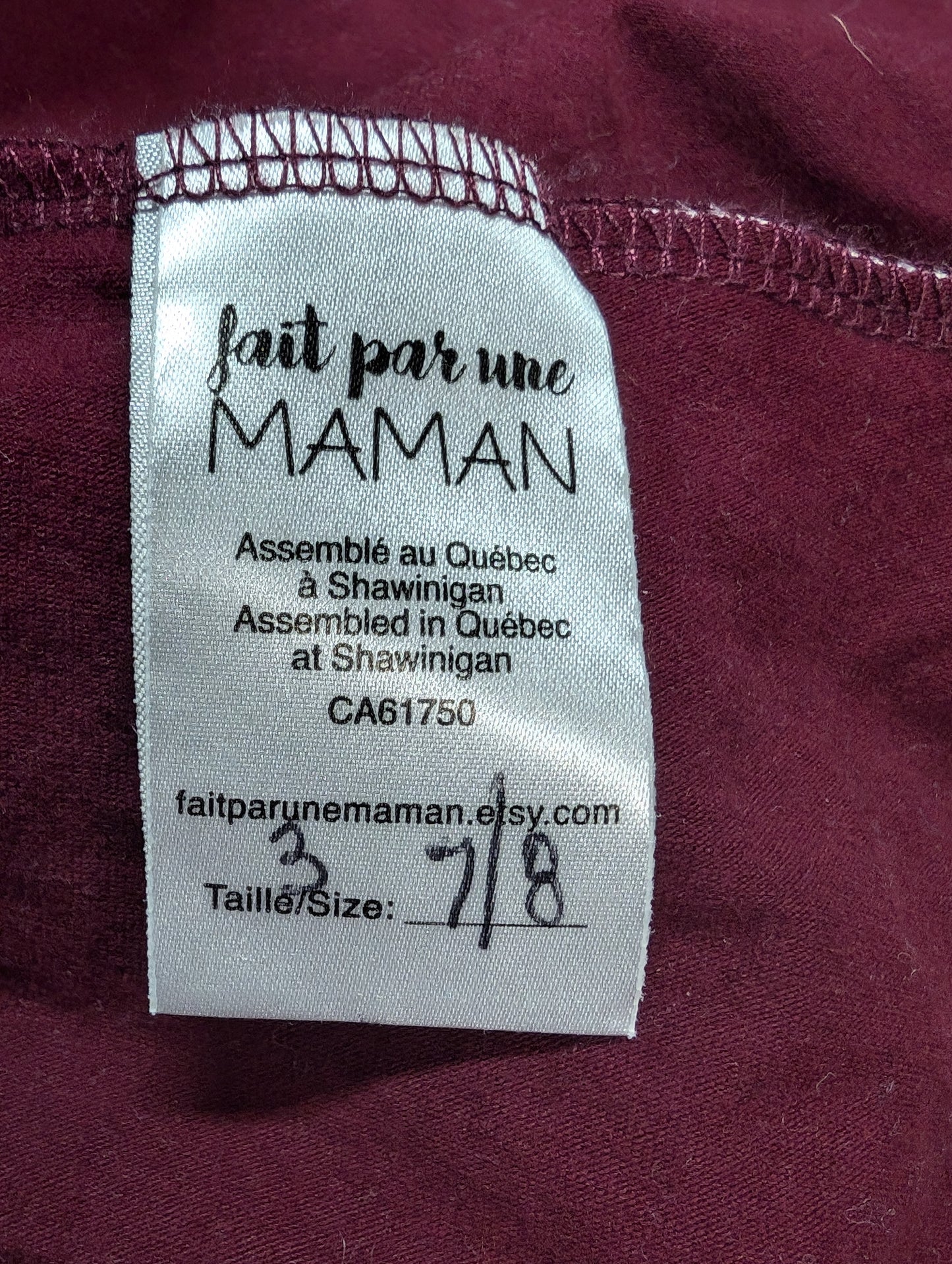 Robe 7ans - 8ans Fait par une maman