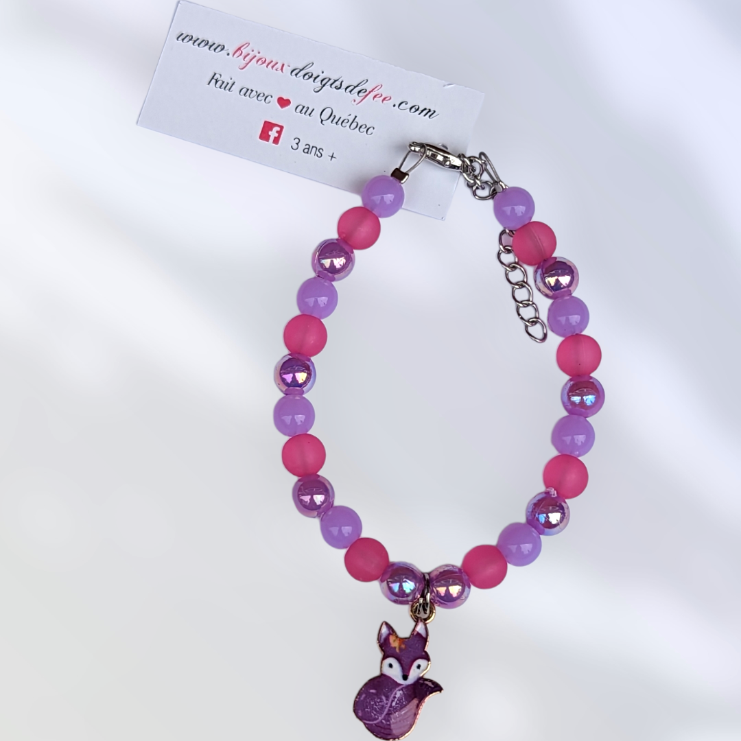 Bracelet Renard mauve Bijoux doigts de fée