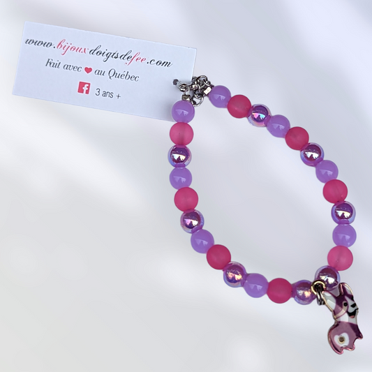 Bracelet Chien mauve Bijoux doigts de fée