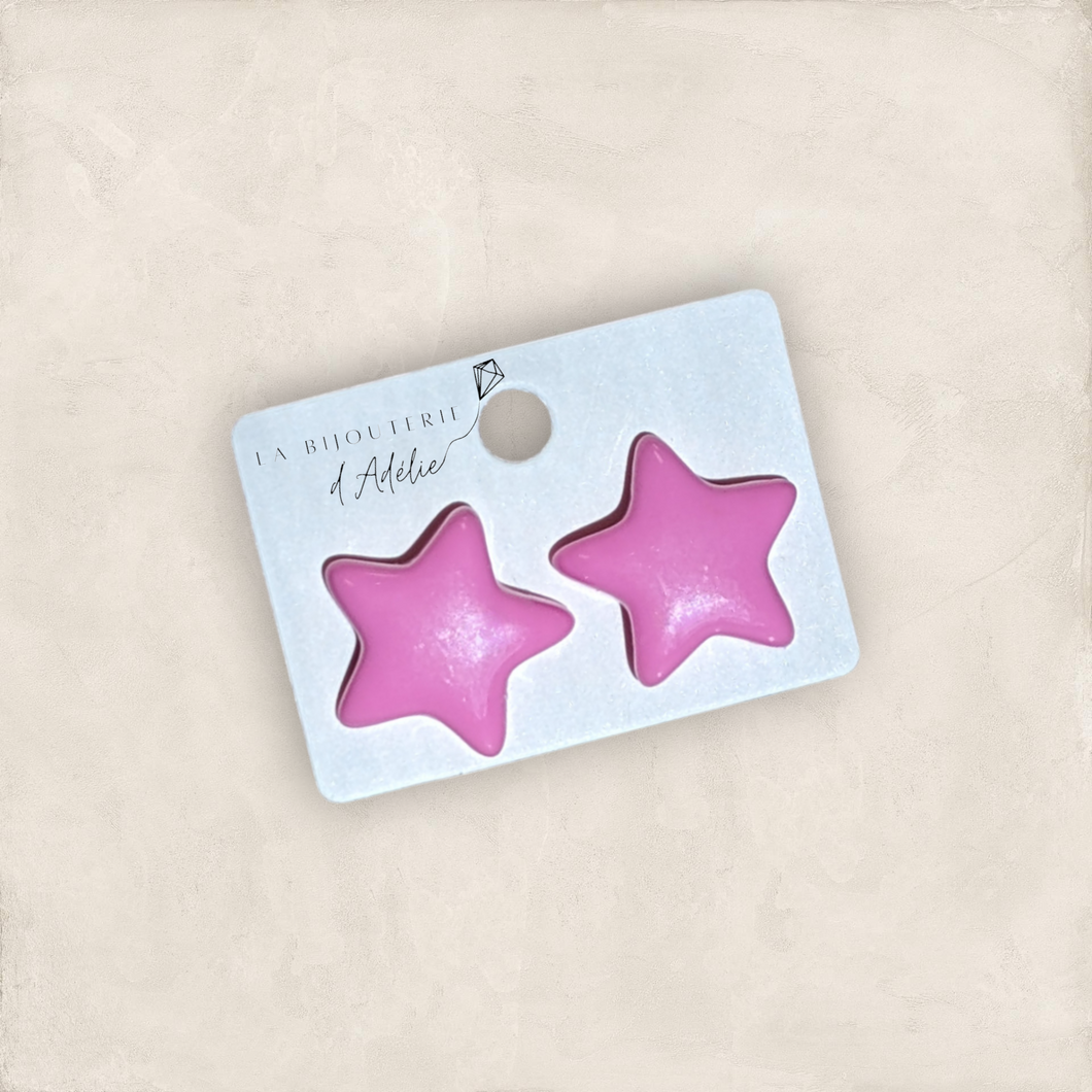 Boucle d'oreilles étoiles roses 20mm La bijouterie d'Adélie