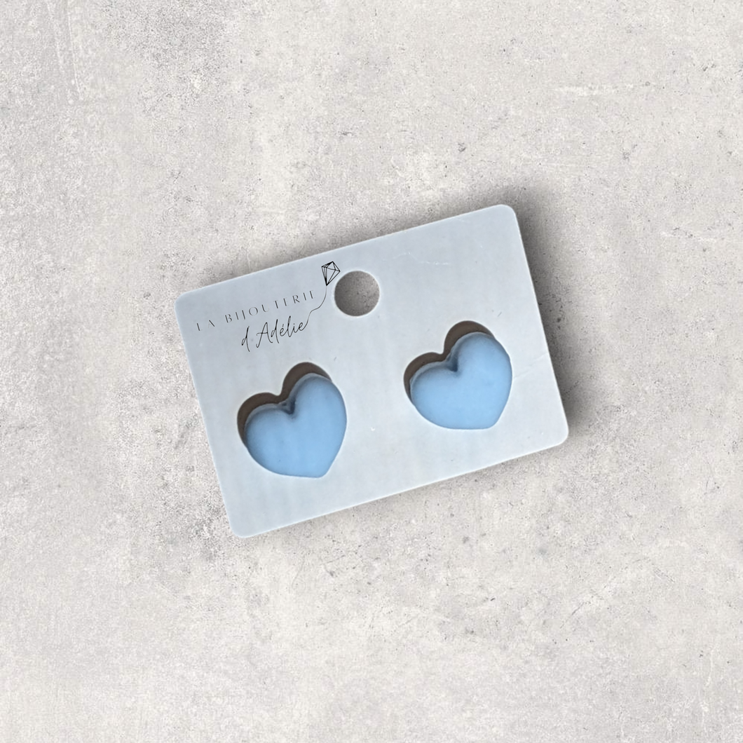 Boucle d'oreilles cœurs bleus 12mm La bijouterie d'Adélie