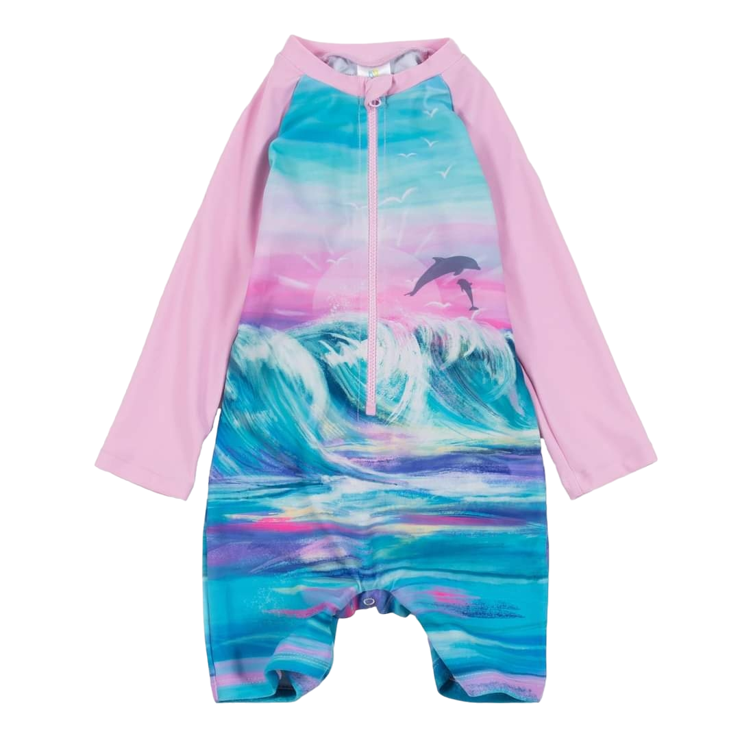 Maillot rashguard Vagues Lilas 6-9mois Nanö Neuf