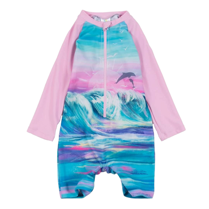 Maillot rashguard Vagues Lilas 6-9mois Nanö Neuf