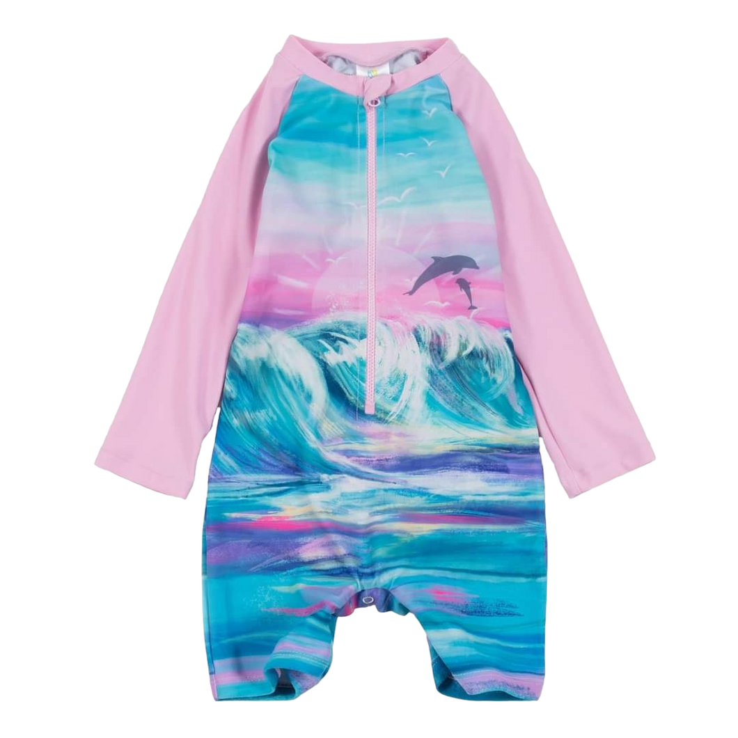 Maillot rashguard Vagues Lilas 6-9mois Nanö Neuf