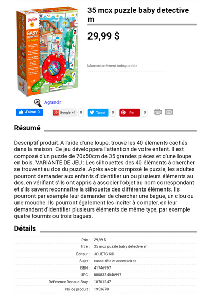 Casse-tête 35 morceaux Ludattica Baby detective my house