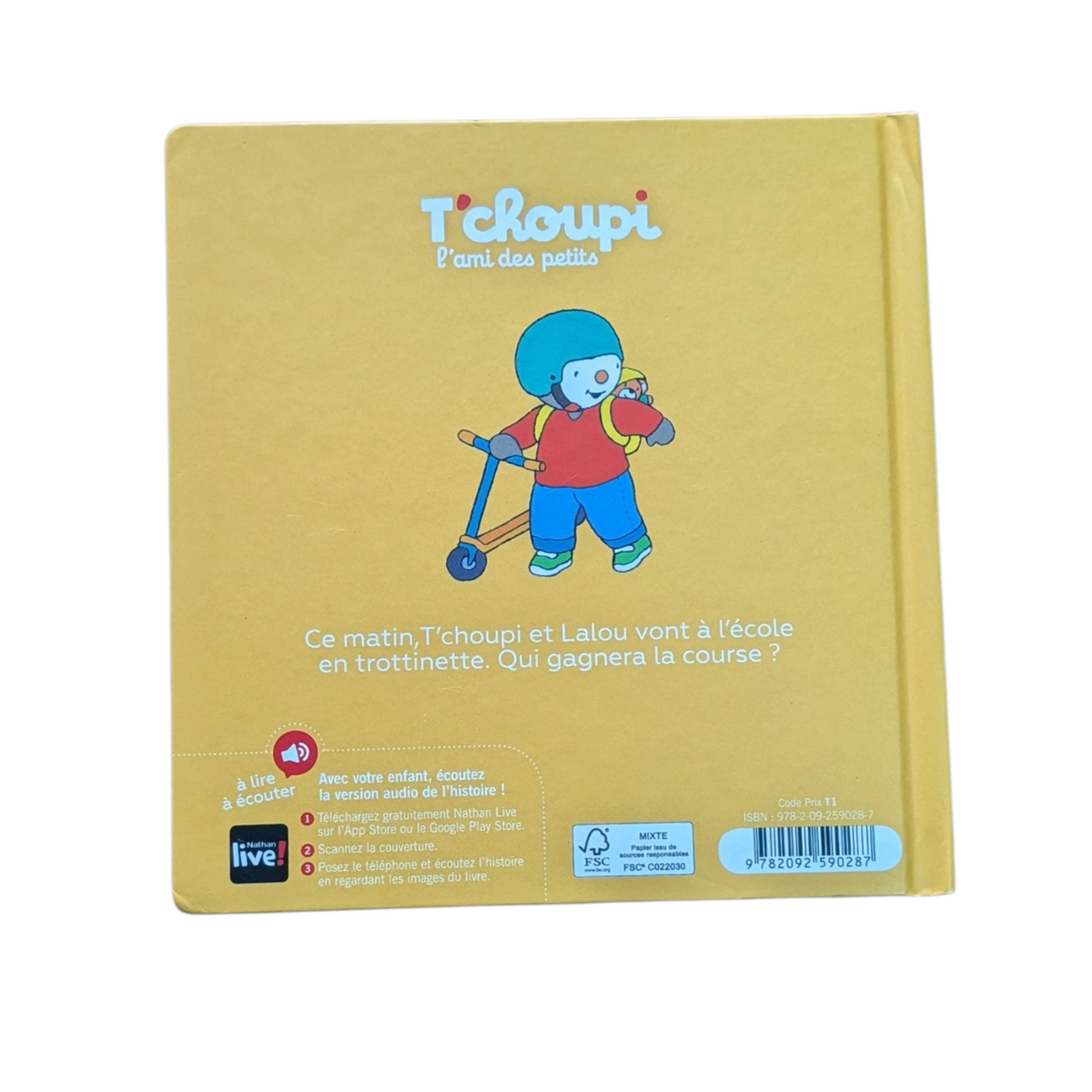 Livre T'Choupi fait de la trotinette