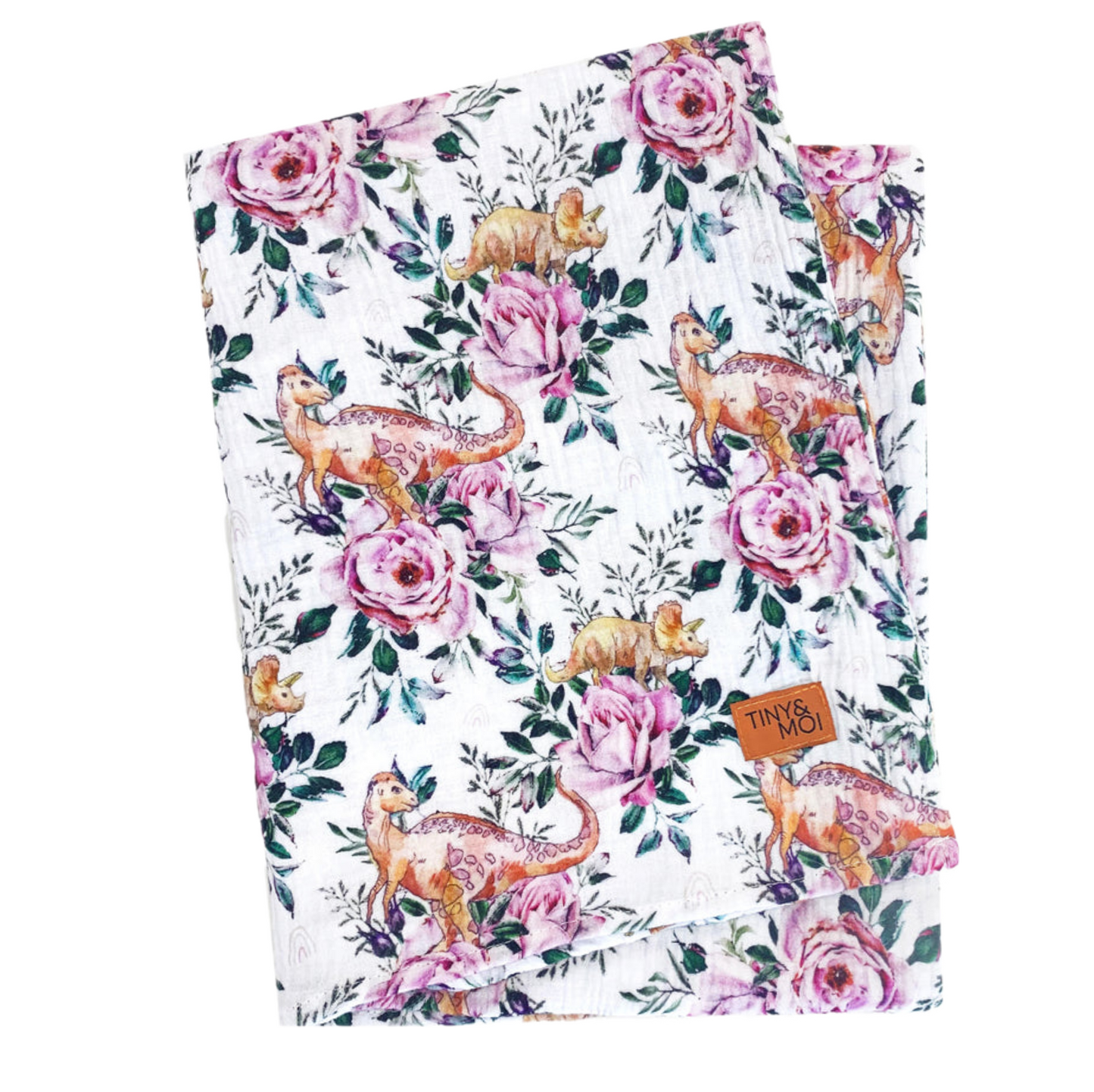 Mousseline jumbo en coton fleurs du jurassic Tiny&moi Neuf