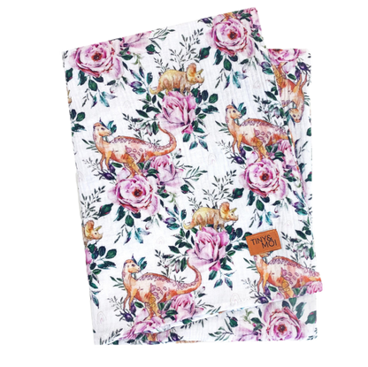 Mousseline jumbo en coton fleurs du jurassic Tiny&moi Neuf