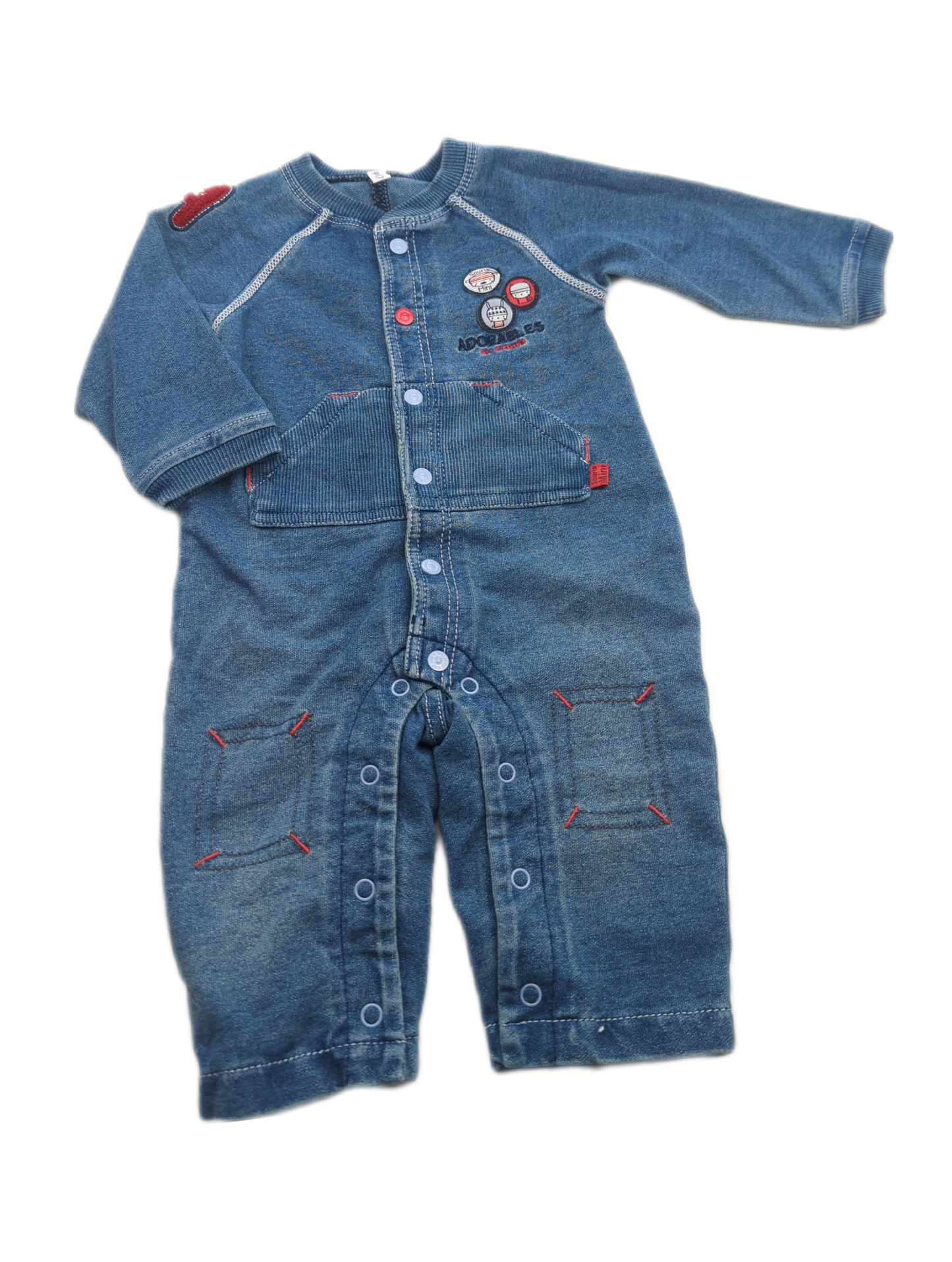 Ensemble une-pièce en jeans 3-6mois Souris mini (C:KL)